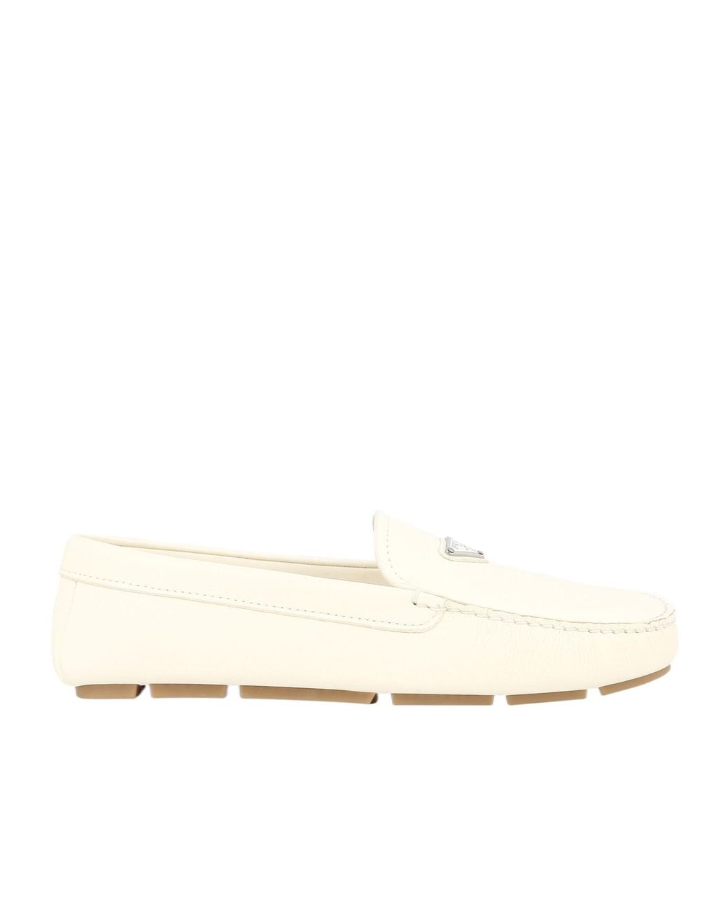 Prada Natural Logo Plaque Slip-On Loafers for men