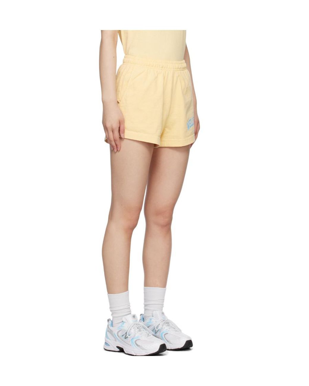 Sporty & Rich Natural Logo Embellished Shorts