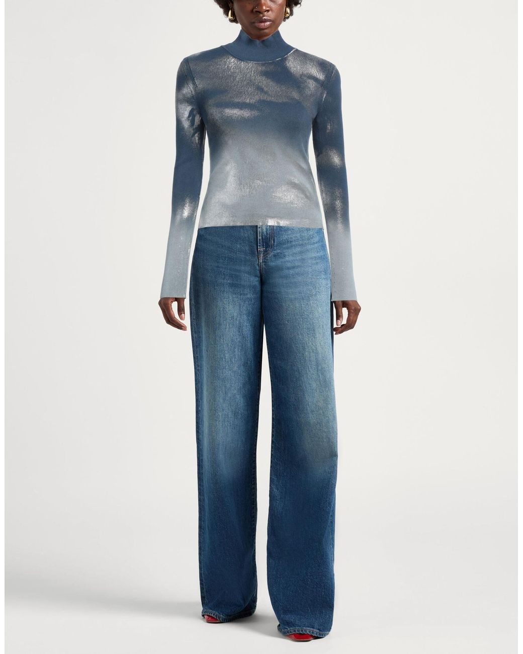 DIESEL Blue Two-Tone Long-Sleeve Turtleneck Knit