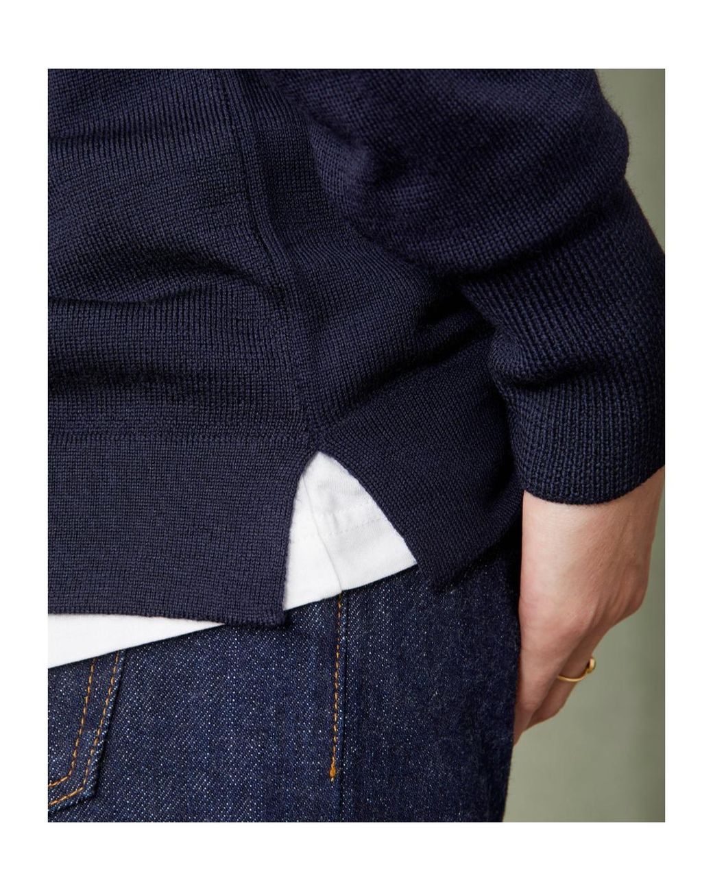 Officine Generale Blue Officine Générale Crew Neck Knitted Sweater for men