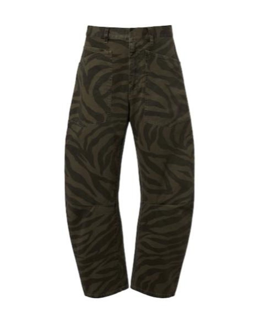 Nili Lotan Green Camouflage Zebra Print Jeans