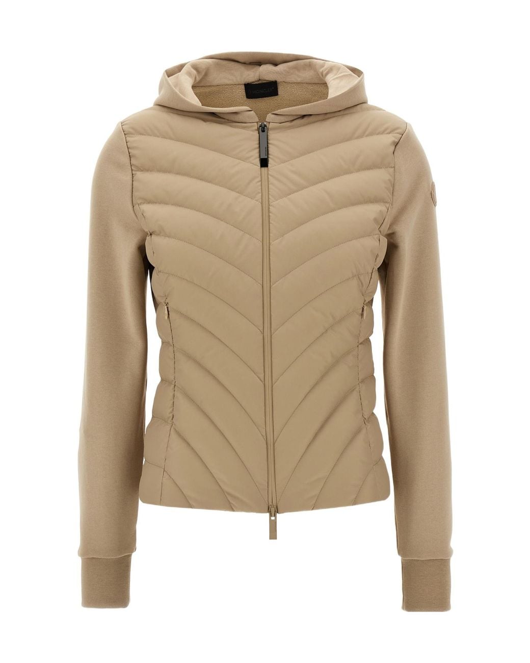 Moncler Natural Padded Diagonal-Quilted Zip-Up Jacket