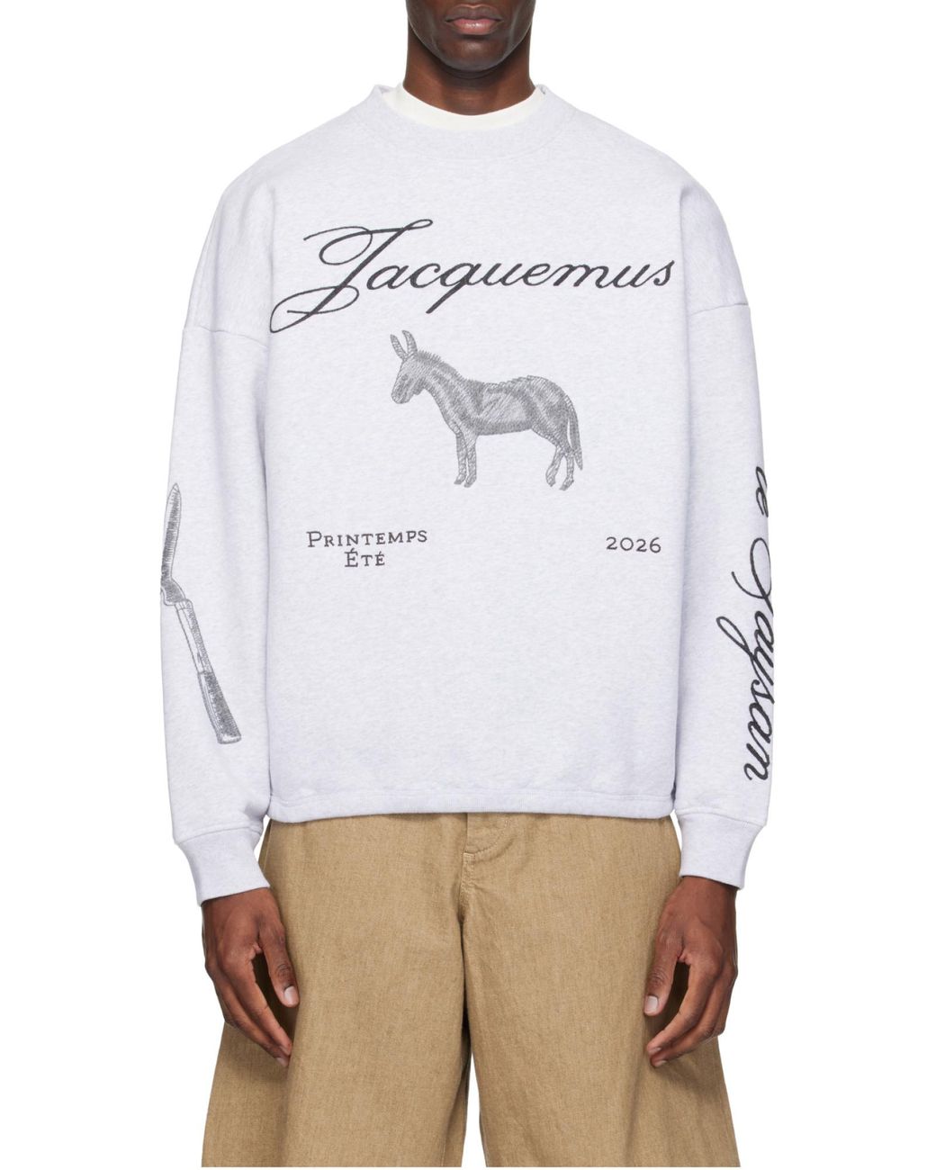 Jacquemus White Logo Printed Crewneck Sweatshirt for men