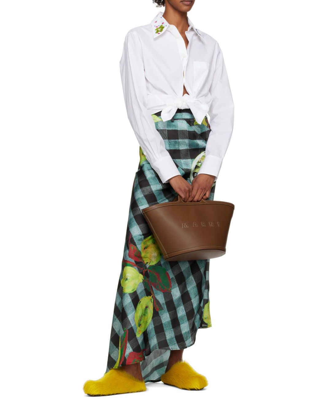 Marni Brown Tropicalia Small Top Handle Bag