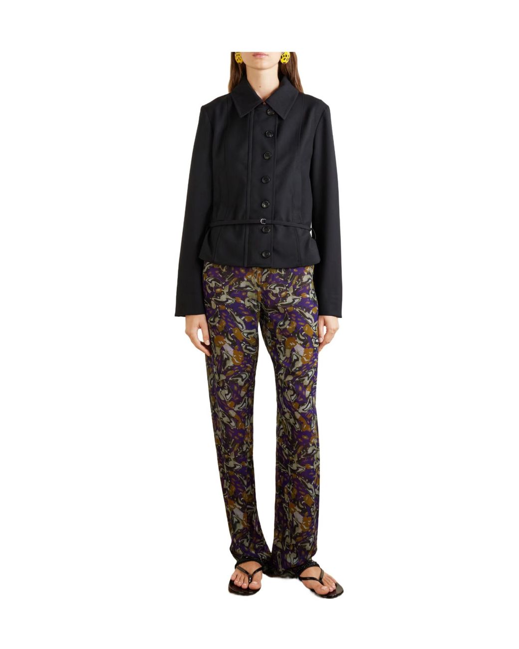Dries Van Noten Black Collared Cropped Jacket