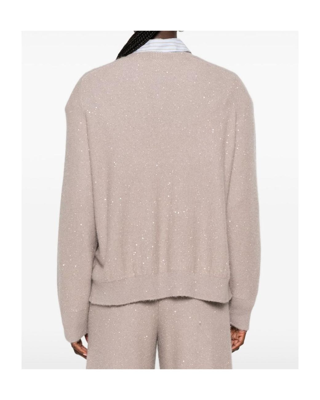 Fabiana Filippi Natural Sequin-Embellished Sweater