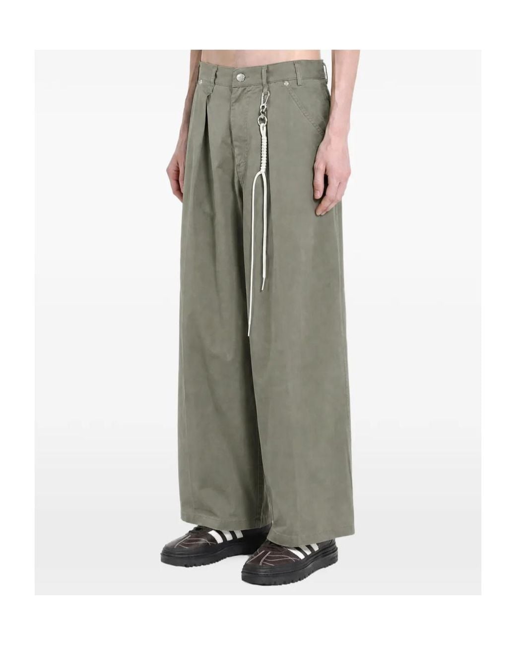 Song For The Mute Green Pleated Loose Fit Trousers for men