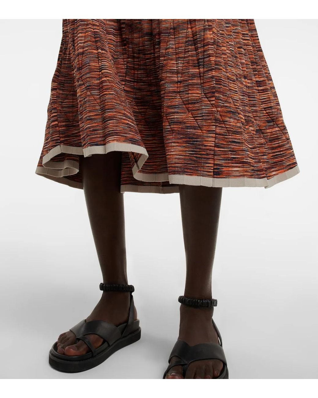 Jonathan Simkhai Brown Gradient Pleated Knit Midi Skirt
