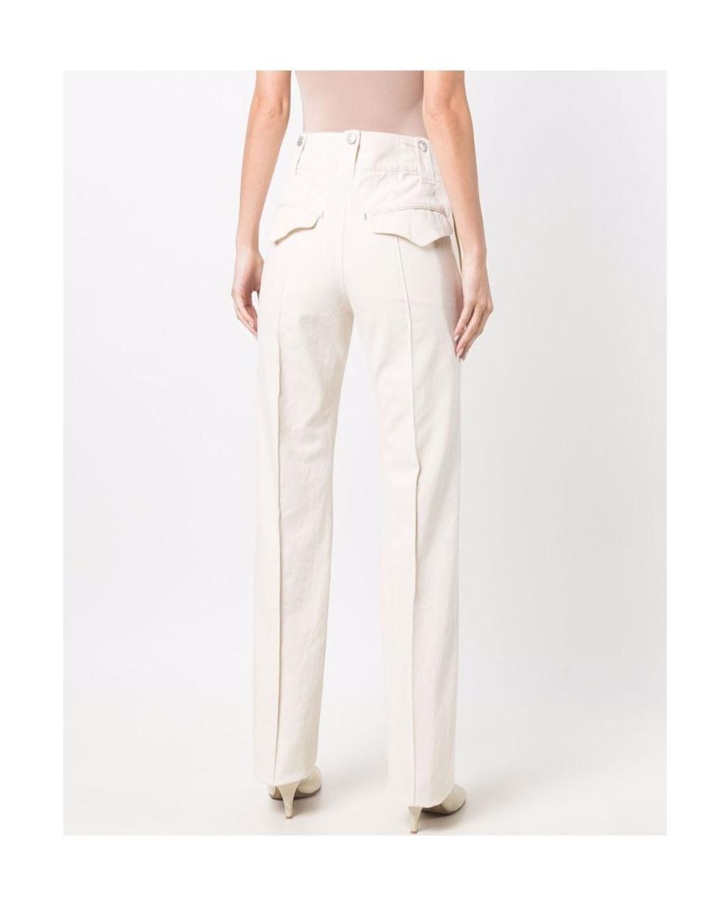 Isabel Marant White Belt Loop Straight Trousers