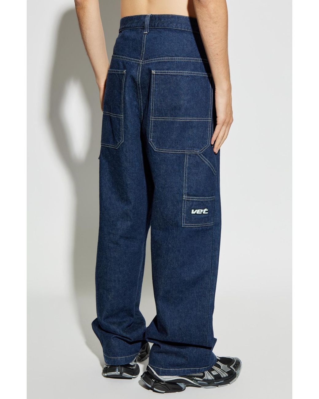 Vetements Blue Logo Patch Topstitching Jeans for men