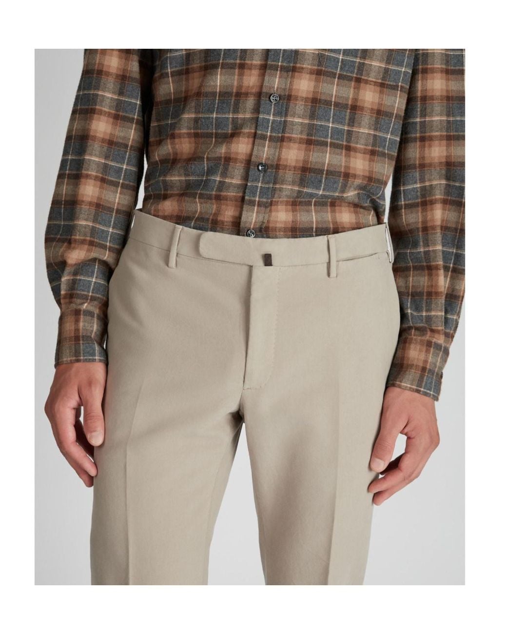 Incotex Natural Slim Fit Doeskin Trousers for men