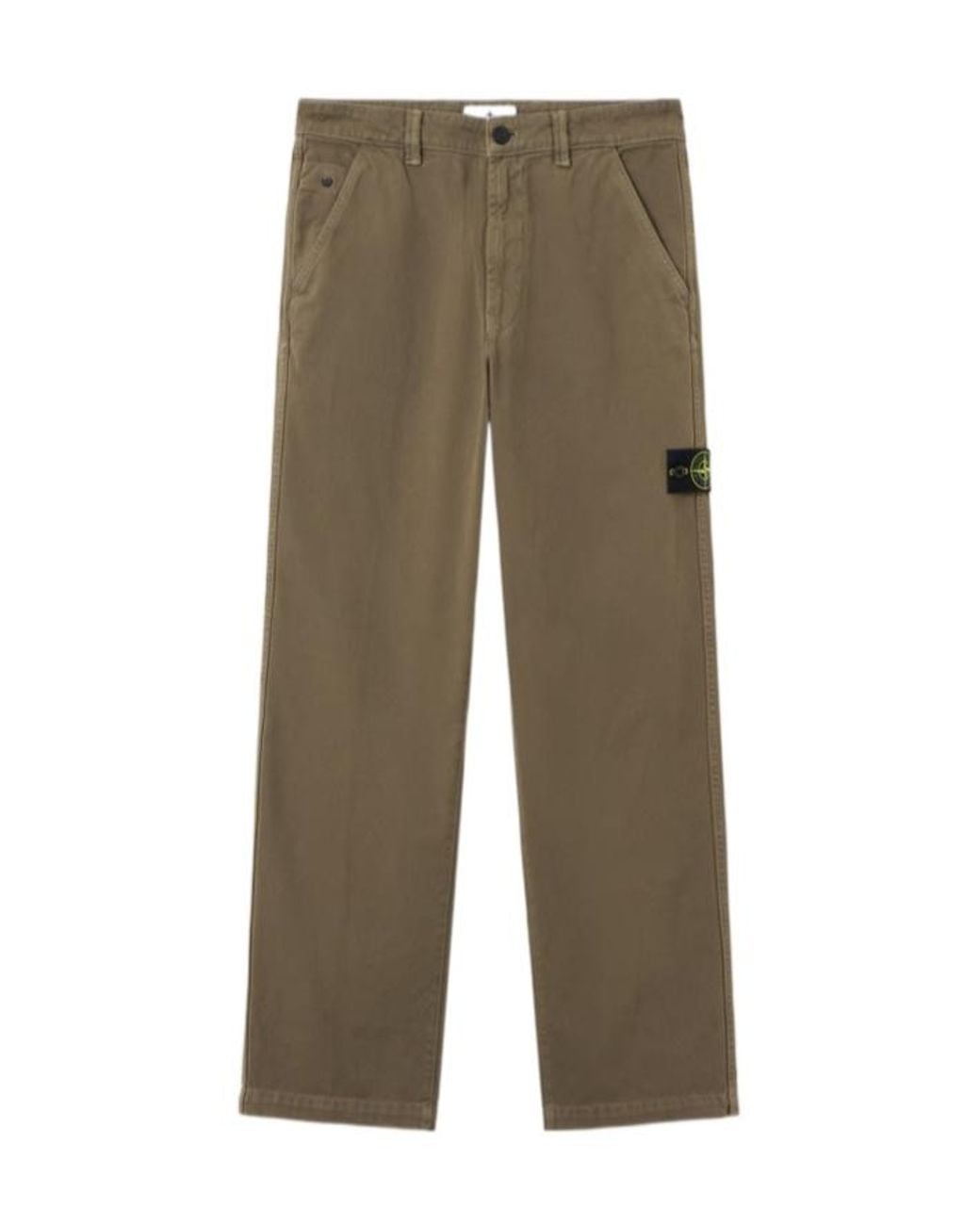 Stone Island Green Loose-Fit Chino Trousers With Snap Pockets for men
