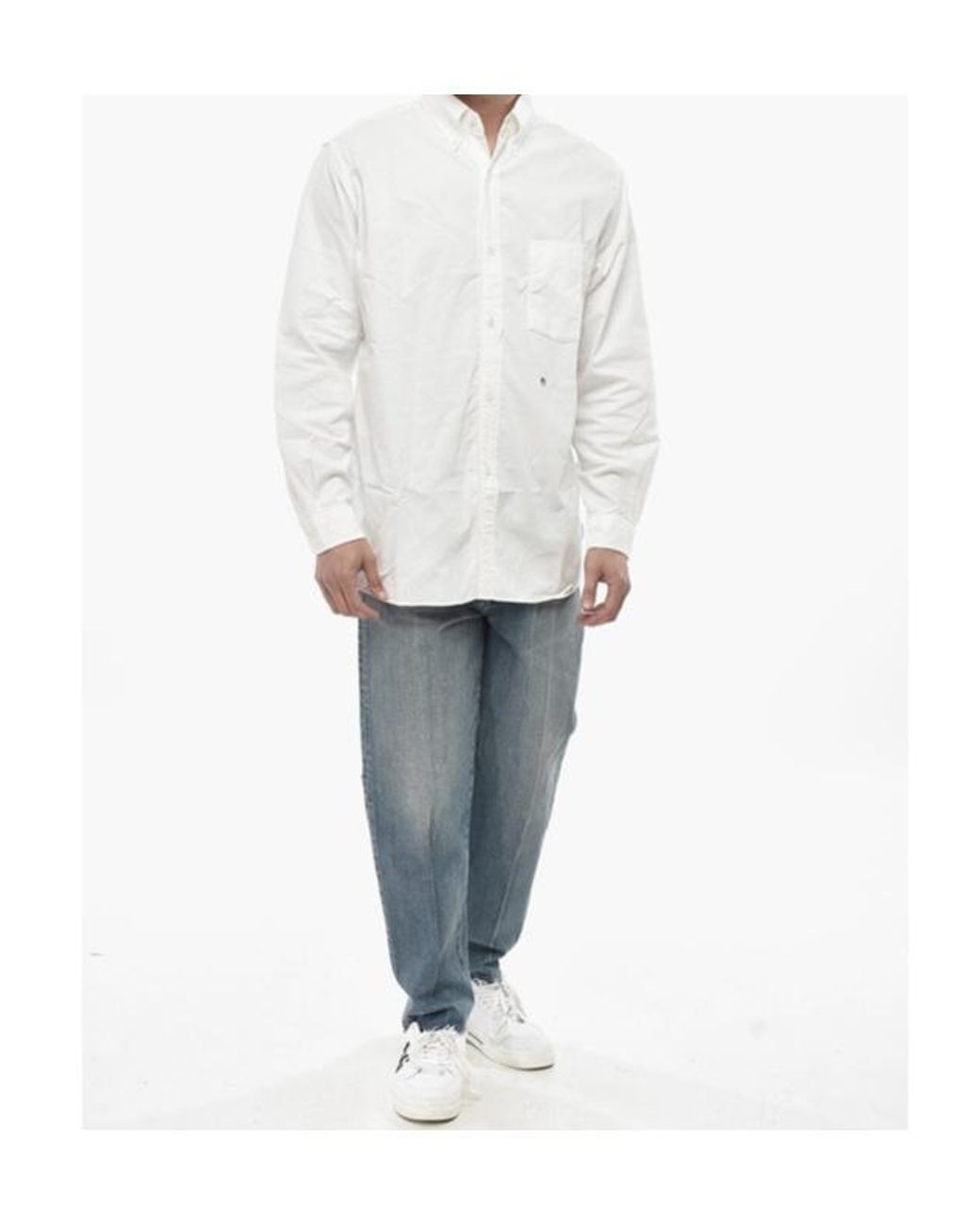 Nanamica White Button-Down Wind Shirt for men