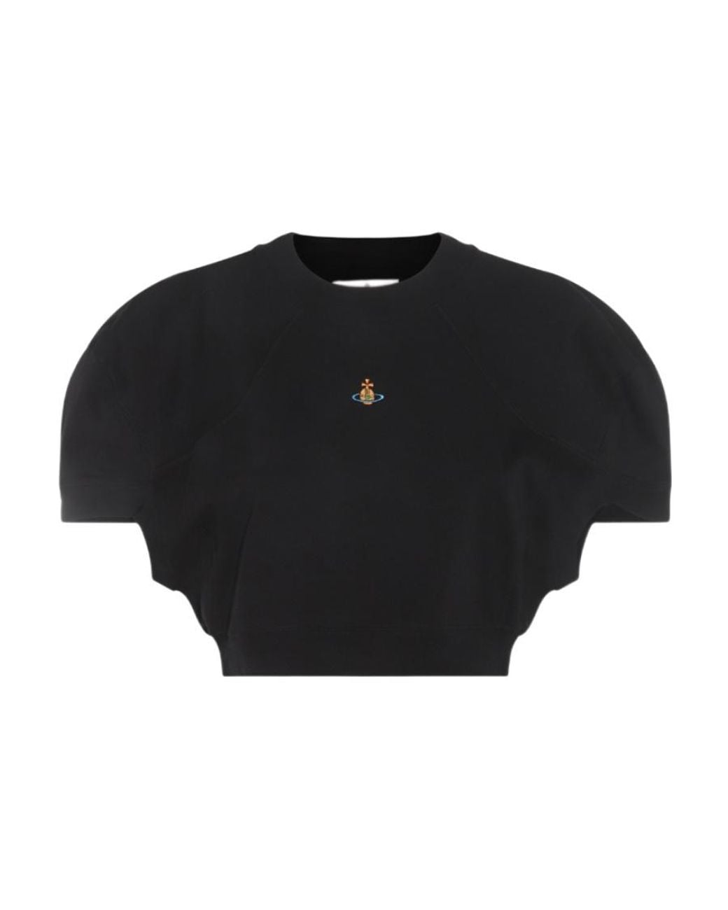 Vivienne Westwood Black Logo-Embroidered Cropped T-Shirt