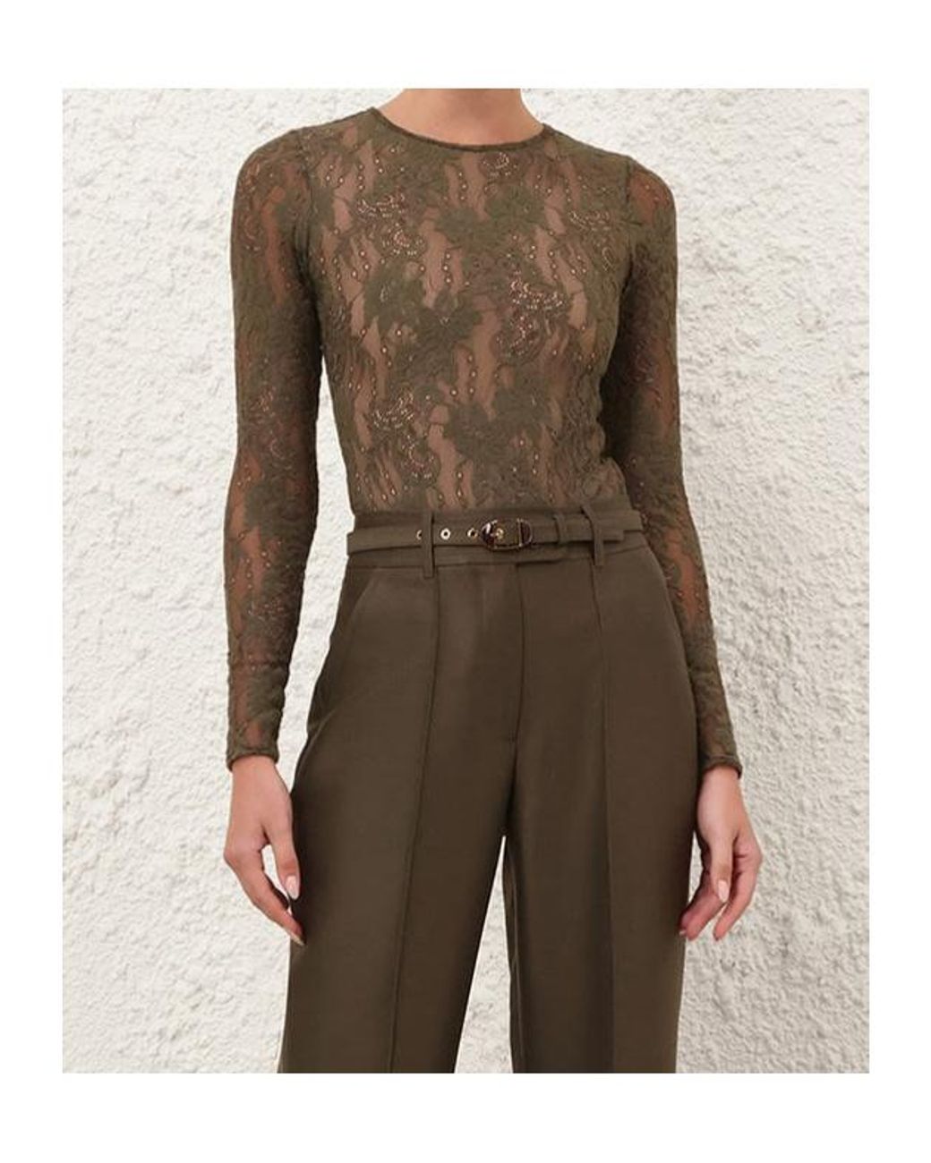 Zimmermann Green Lace Bodysuit