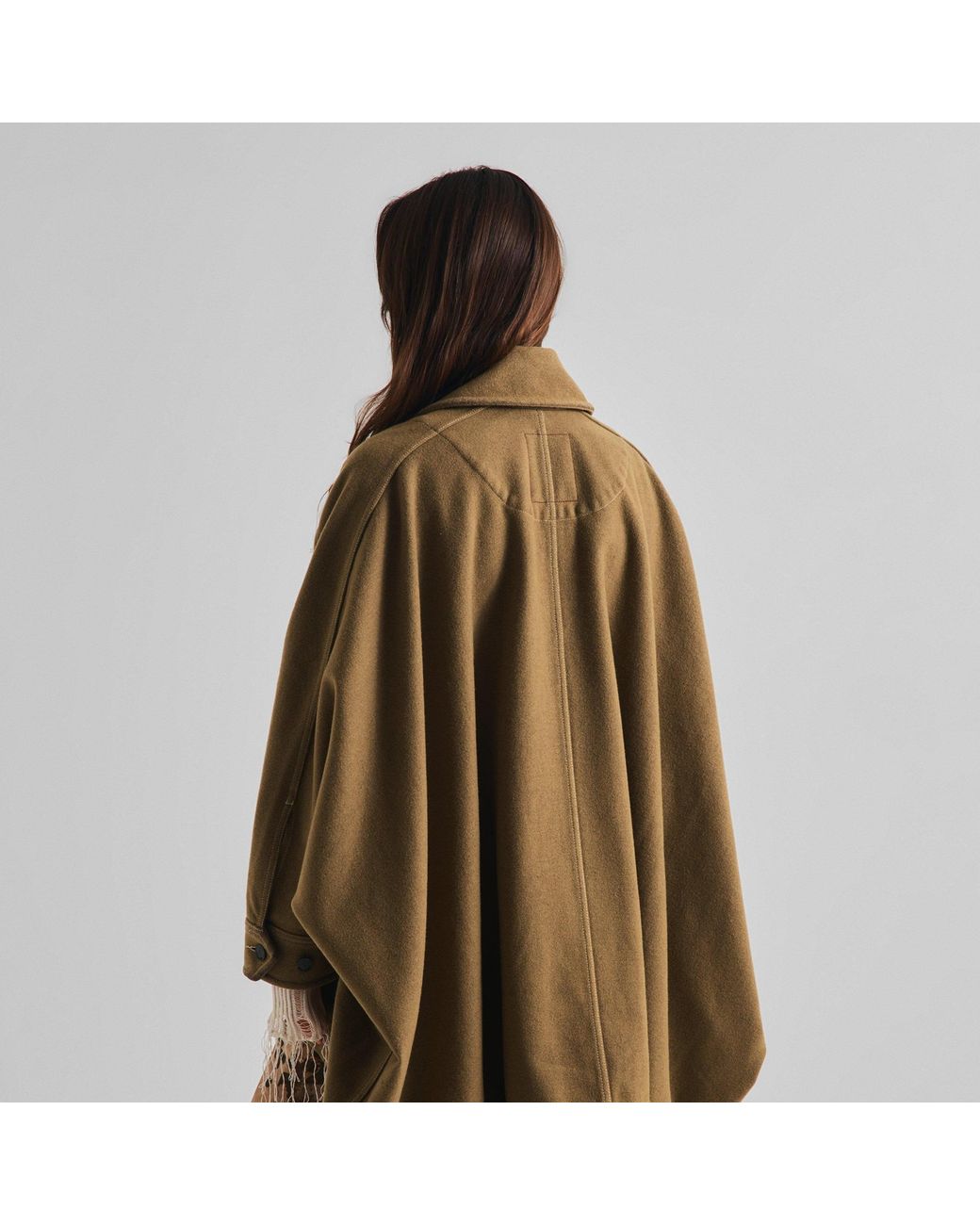 Uma Wang Green Lapel Irregular Long Coat