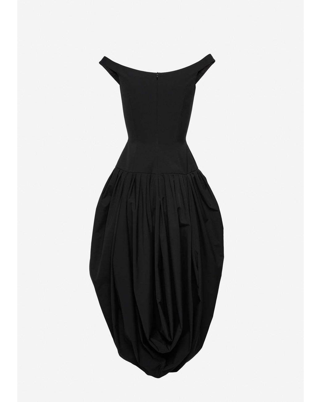 Magda Butrym Black Long Off-Shoulder Draped Dress