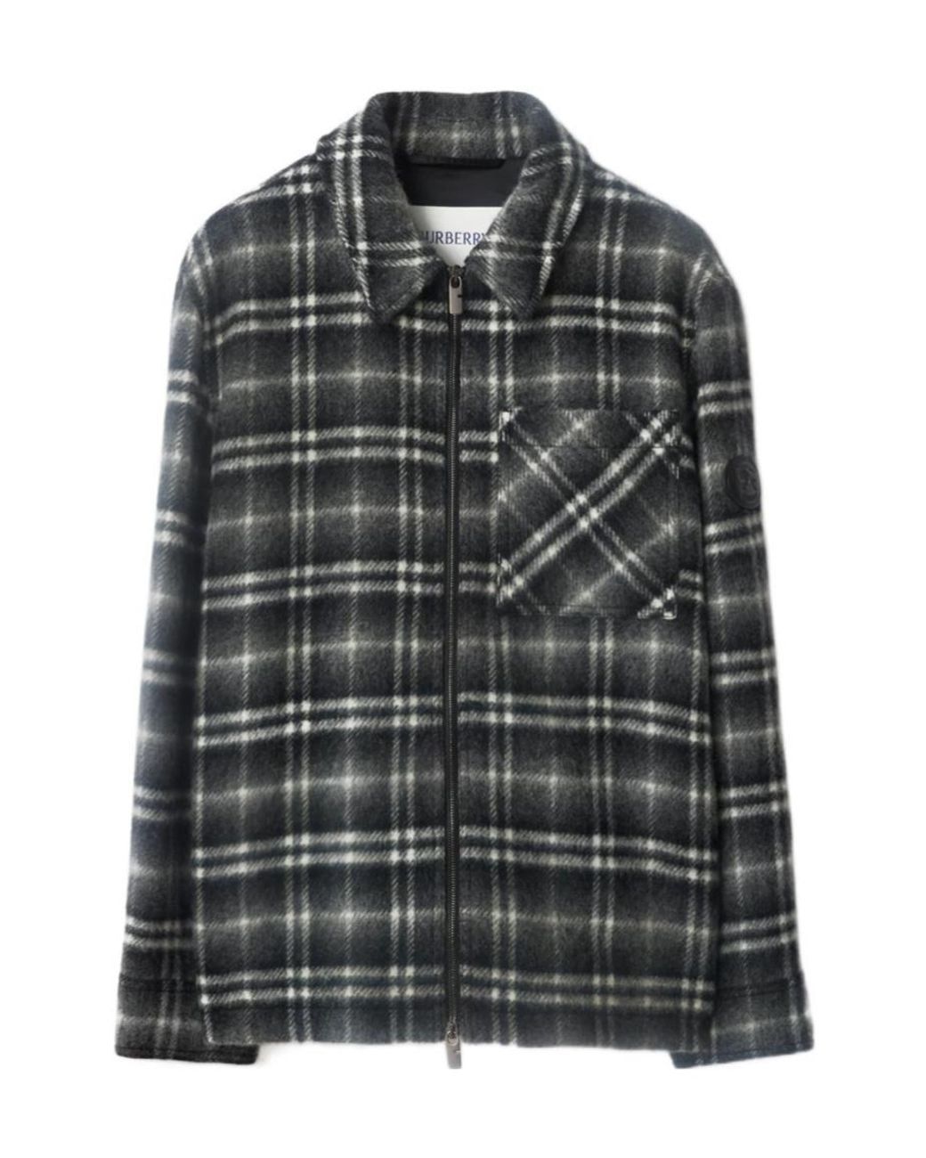 Burberry Black Oran Checked Zip Jacket for men