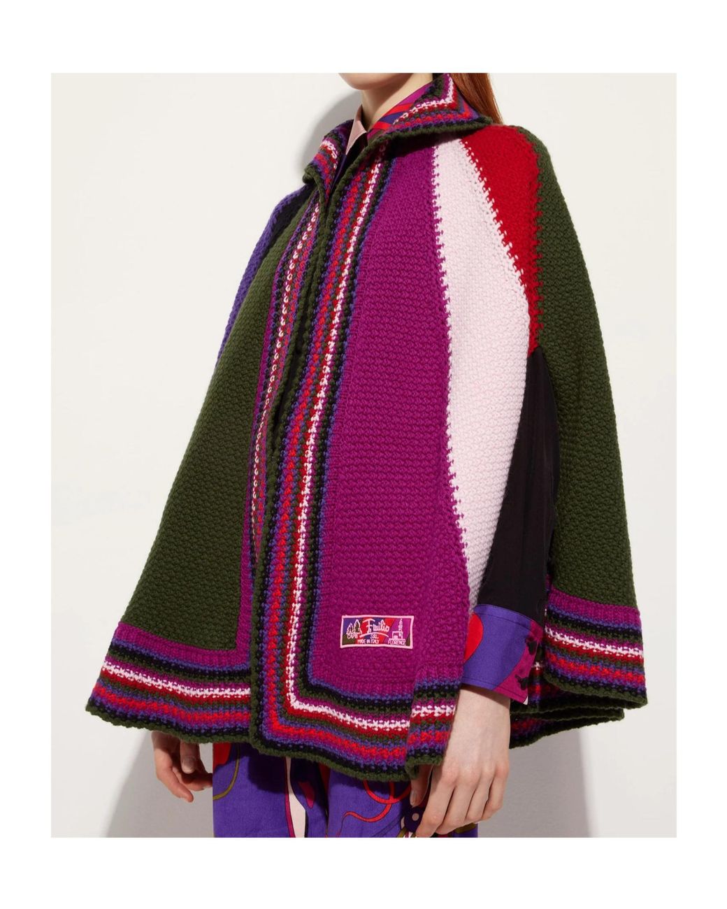 Emilio Pucci Red Pucci Color Block Large Cape