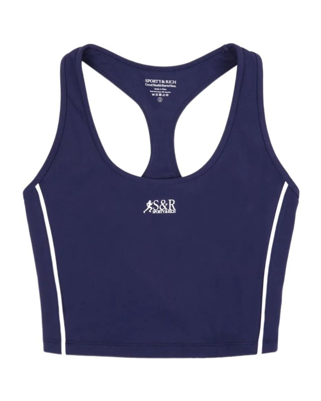 Sporty & Rich Blue Sr Runner Sports Crop Tank Top