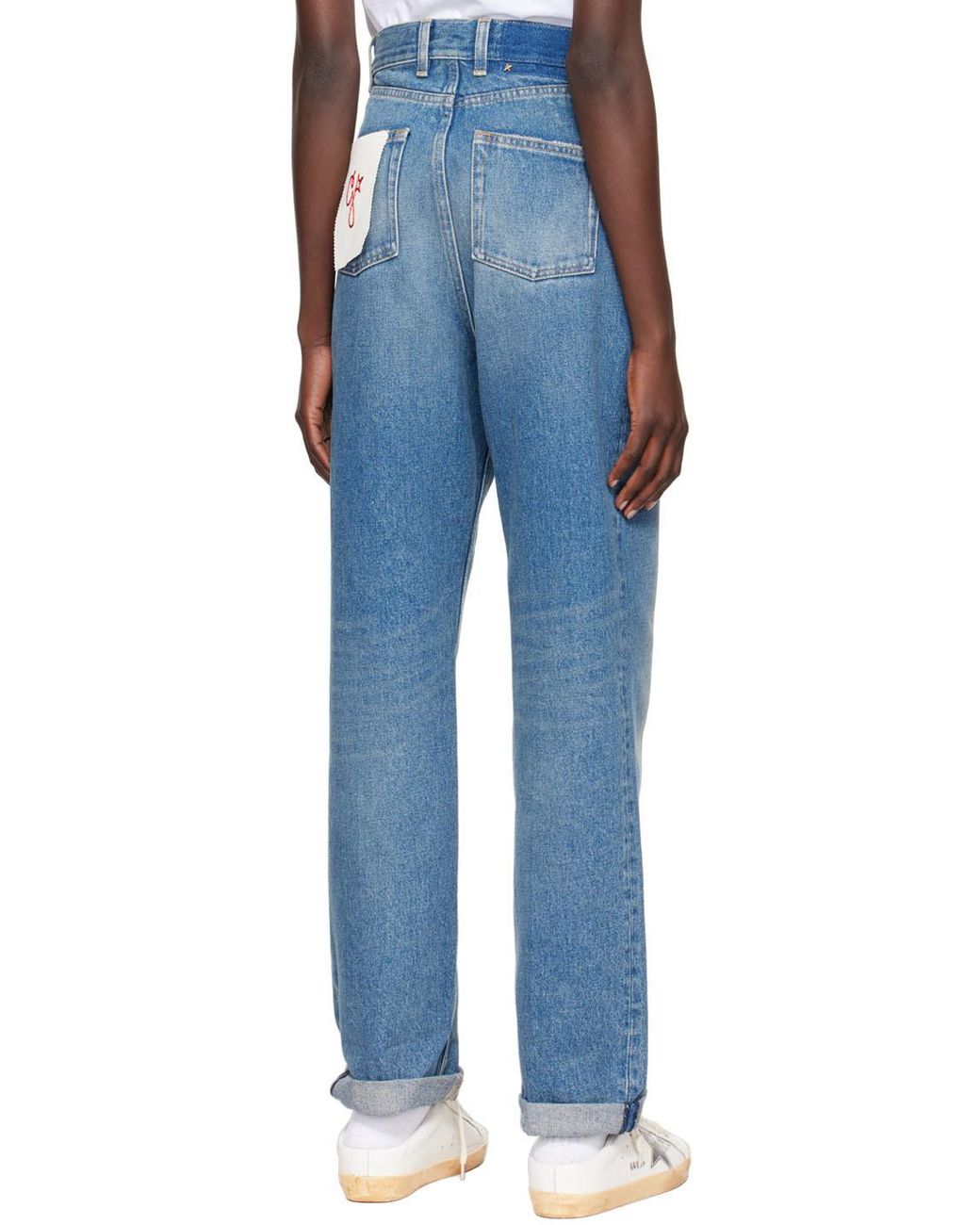Golden Goose Deluxe Brand Blue Kim Logo Patch Jeans
