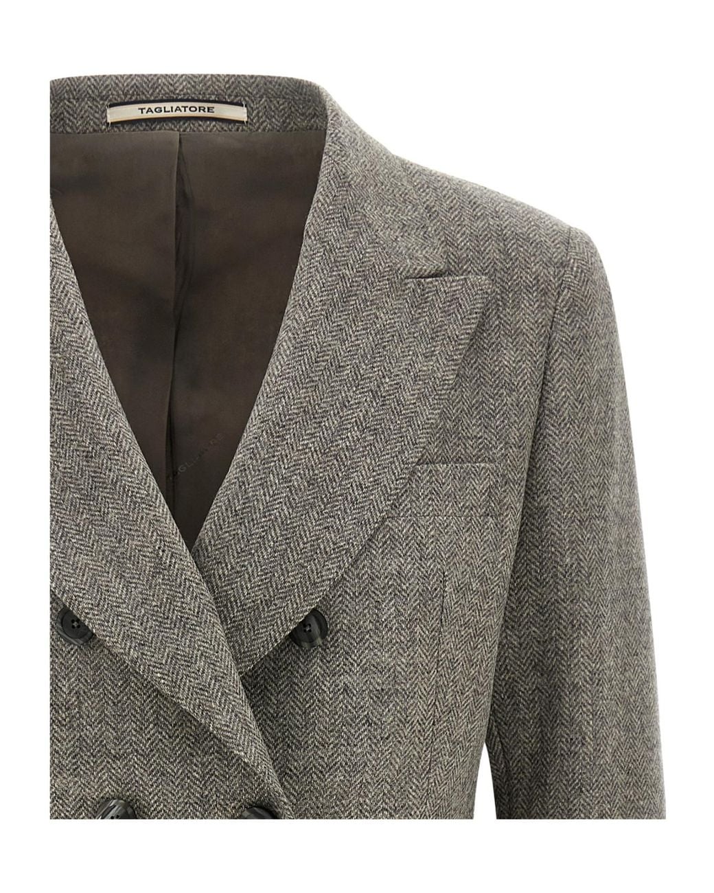 Tagliatore Green Herringbone Double-Breasted Blazer