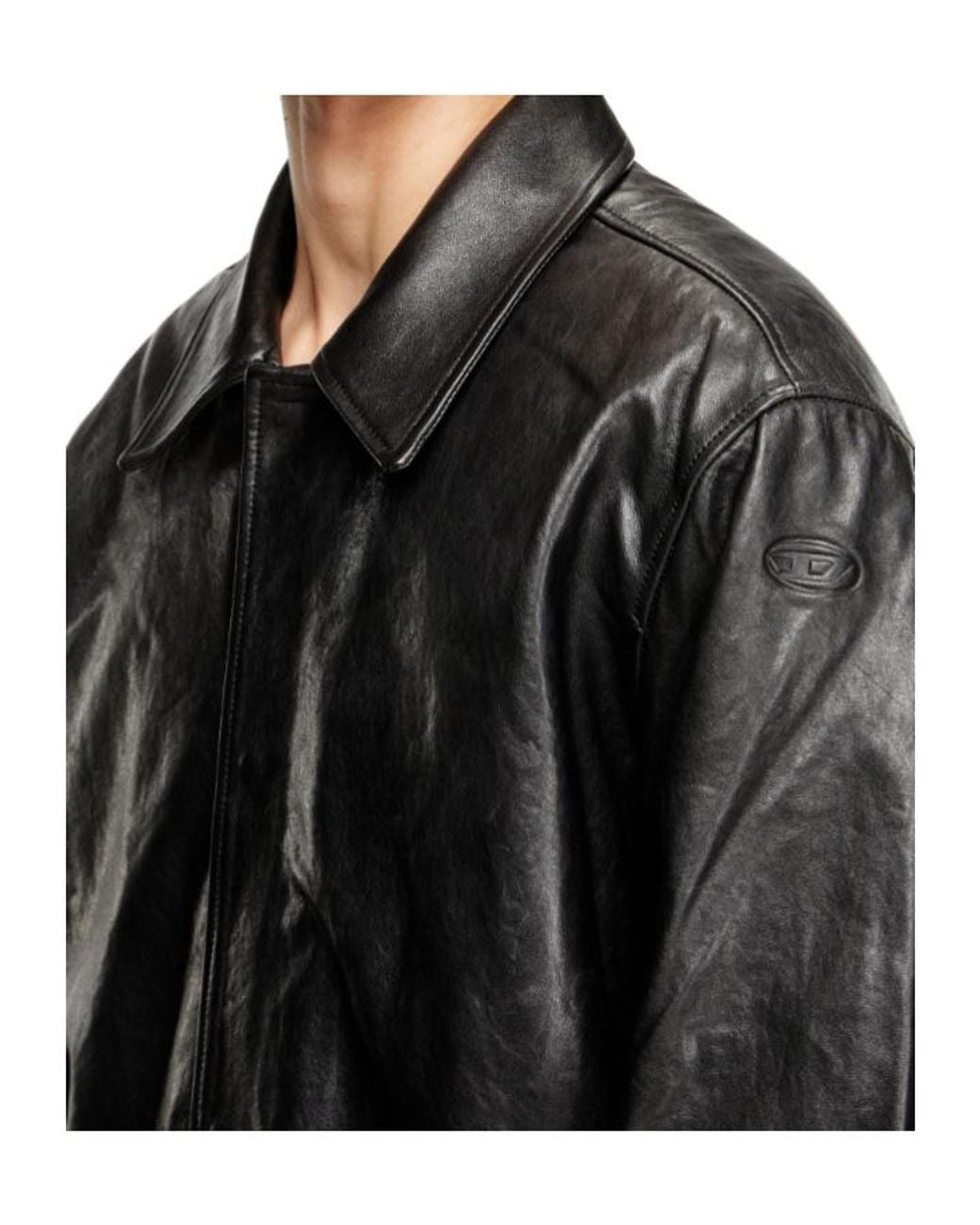 DIESEL Black L-Jess Leather Jacket for men