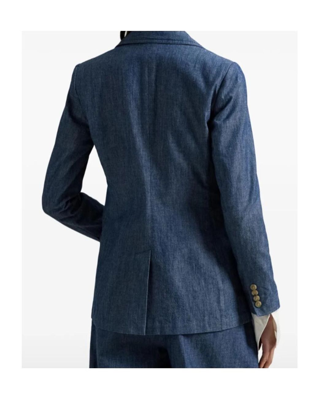 Polo Ralph Lauren Blue Single-Breasted Chambray Blazer