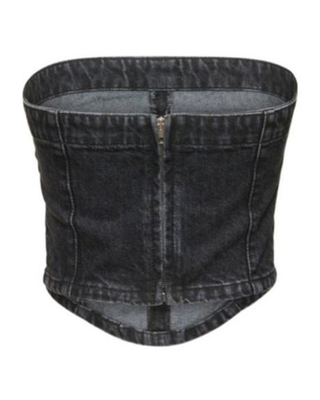 Stella McCartney Black Washed Denim Cropped Bustier Top