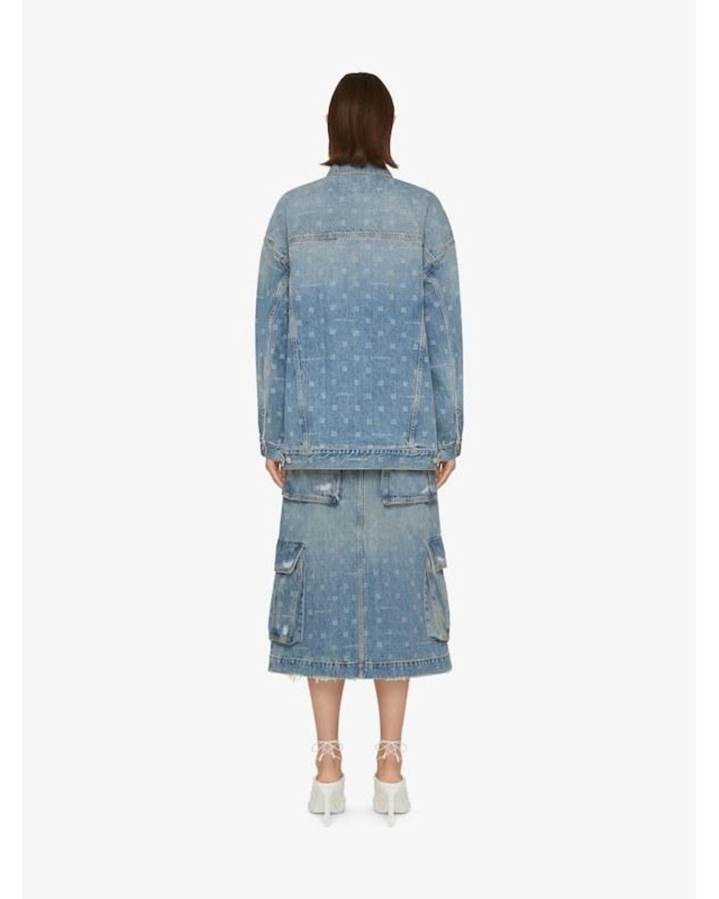 Givenchy Blue 4G Motif Denim Skirt