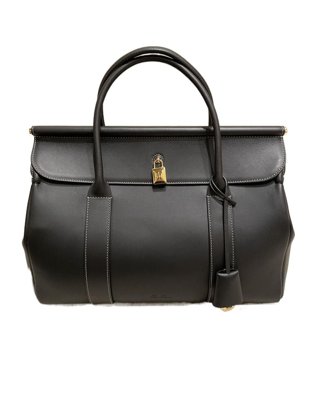 Loro Piana Black Stitch Detail Handbag