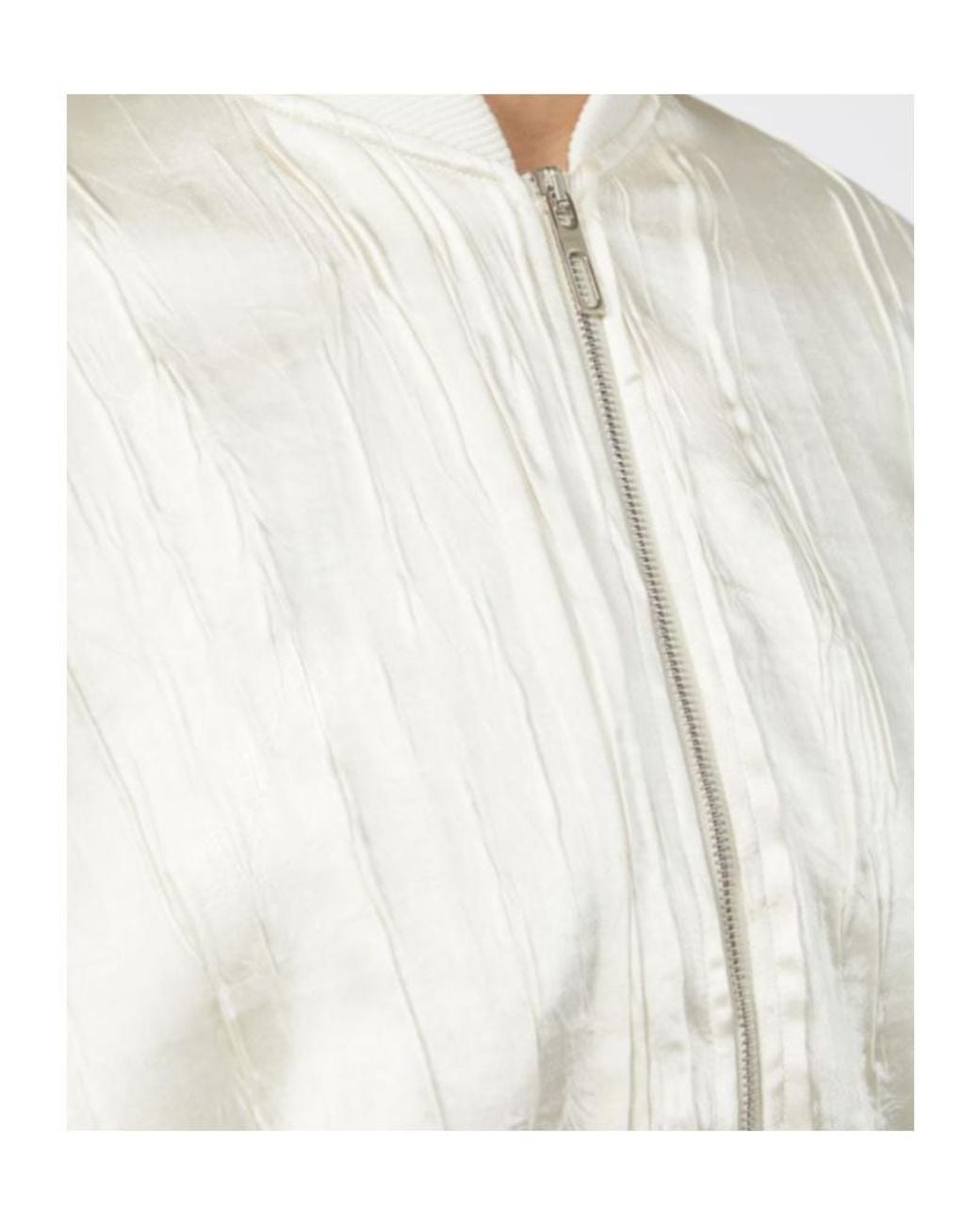 Sportmax White Spxzorro Pleated Satin Bomber Jacket