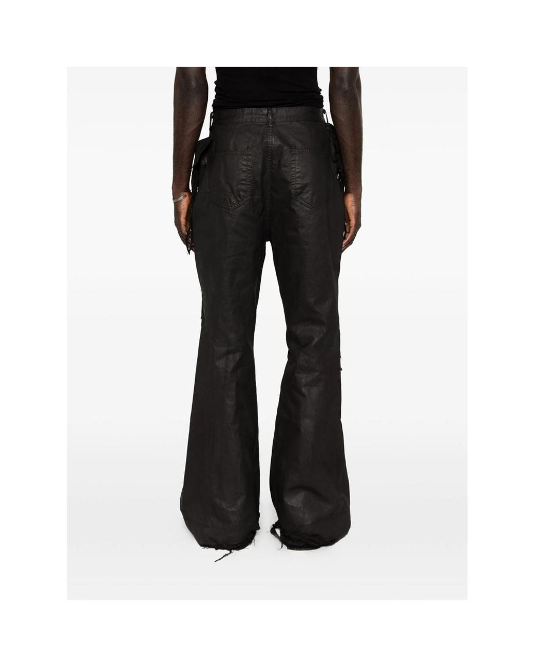 Rick Owens Black Frayed Flared Jeans for men