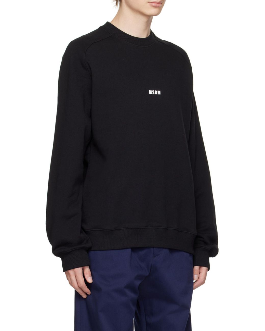 MSGM Black Logo Printed Crewneck Sweatshirt for men