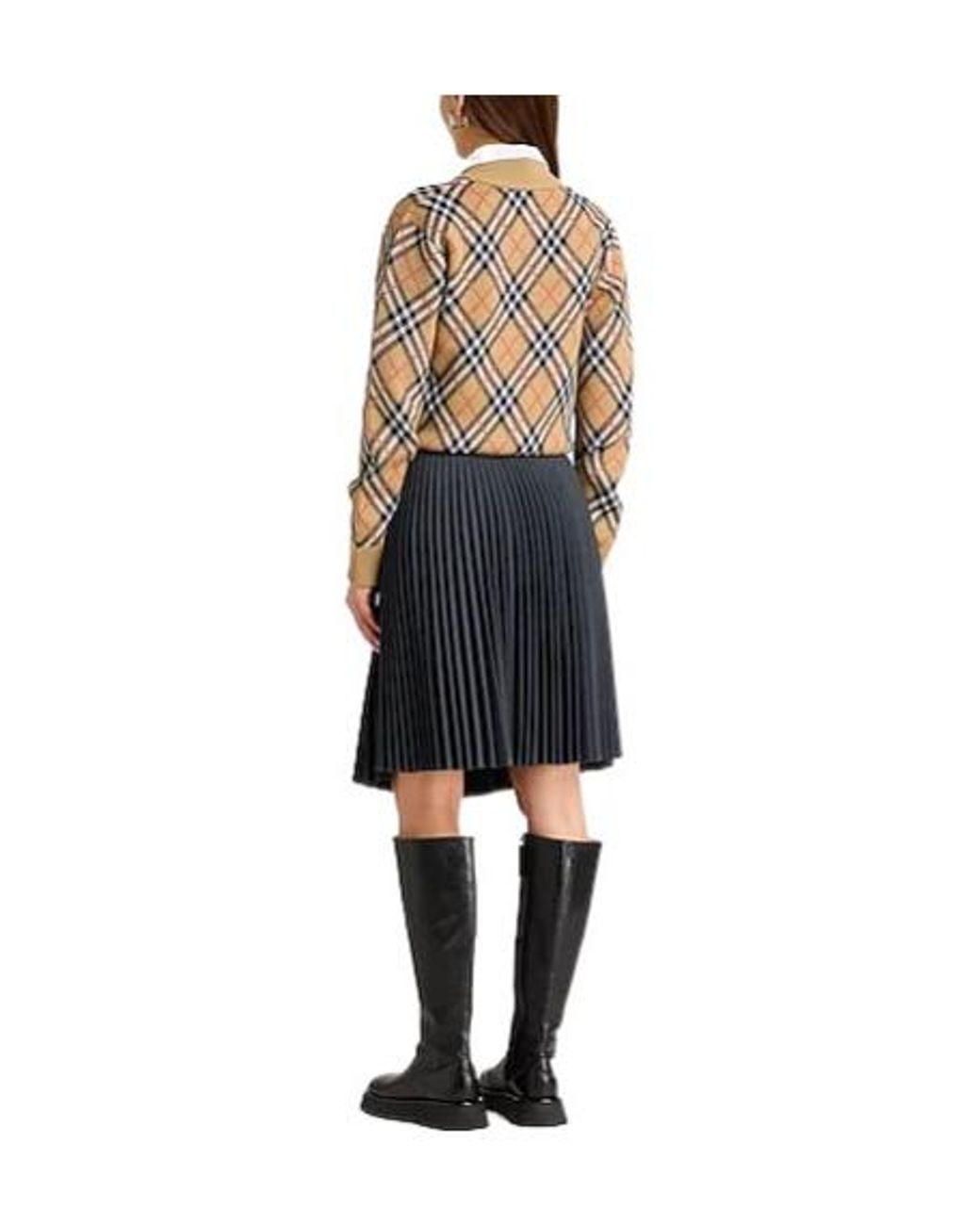 Burberry Blue Solid Pleated Skirt
