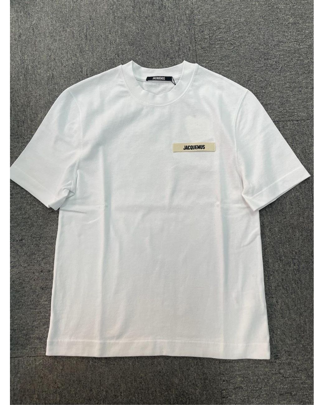 Jacquemus White Logo Patch Crew Neck T-Shirt for men