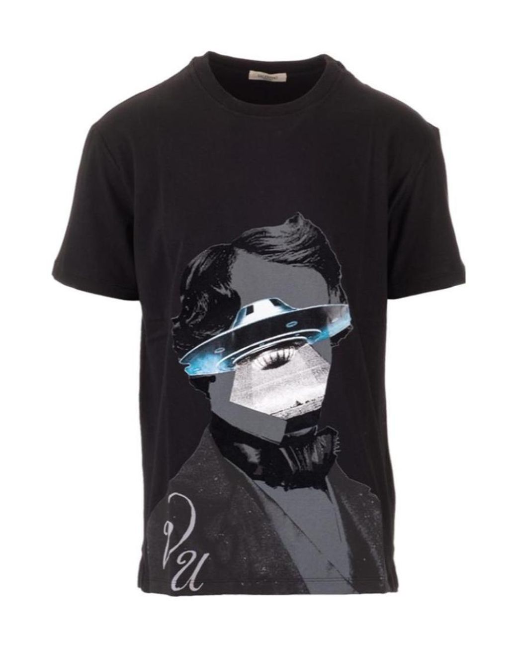 Valentino Black Undercover Co-Branded Ufo Printed T-Shirt for men