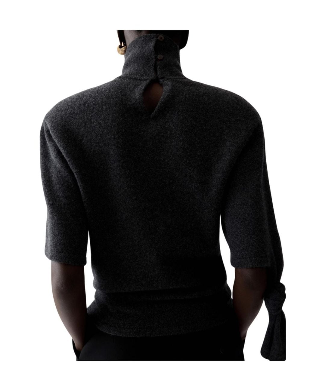 Jacquemus Black Mock-Neck Short-Sleeve Knit Top