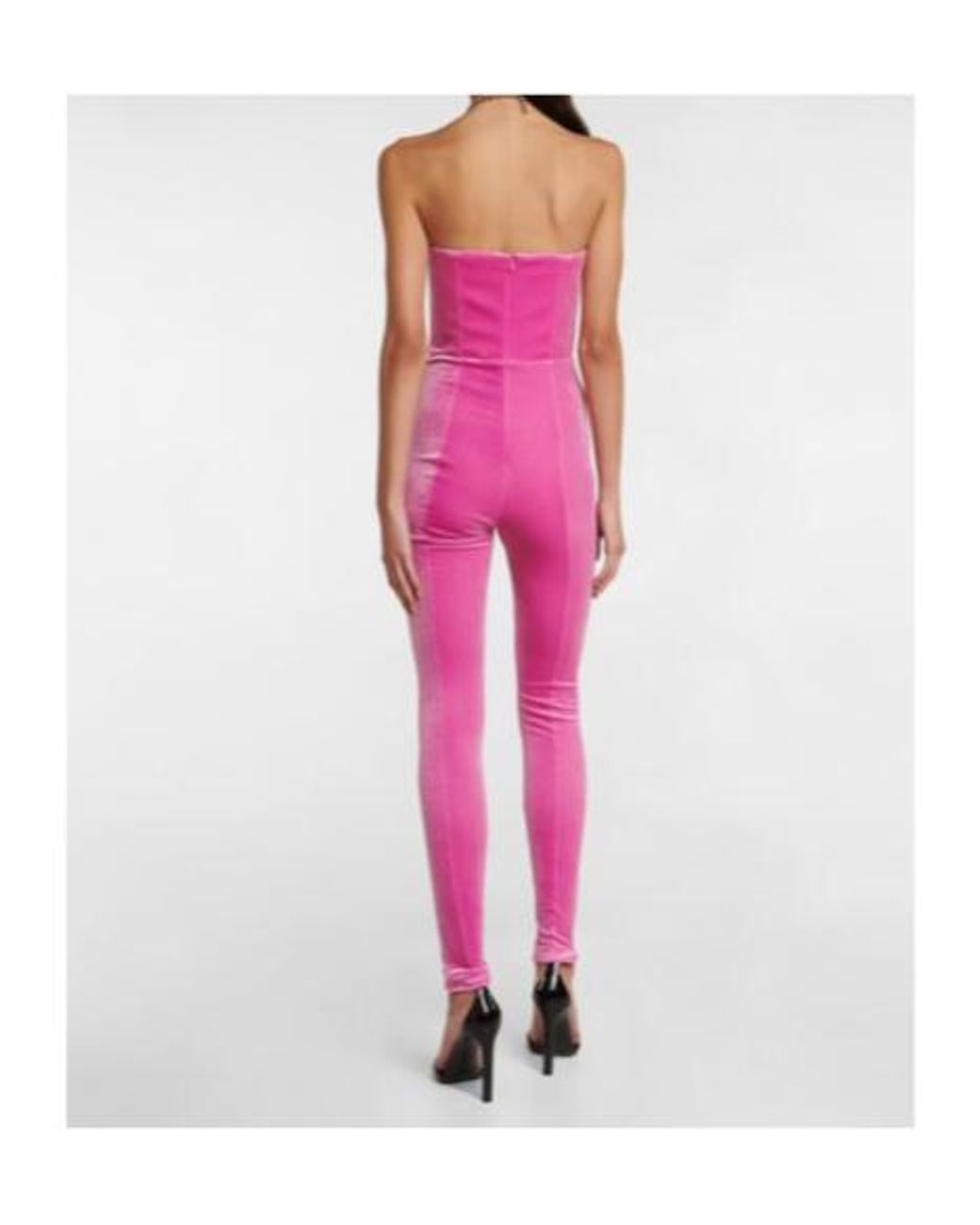 Alex Perry Pink Strapless Velvet Jumpsuit