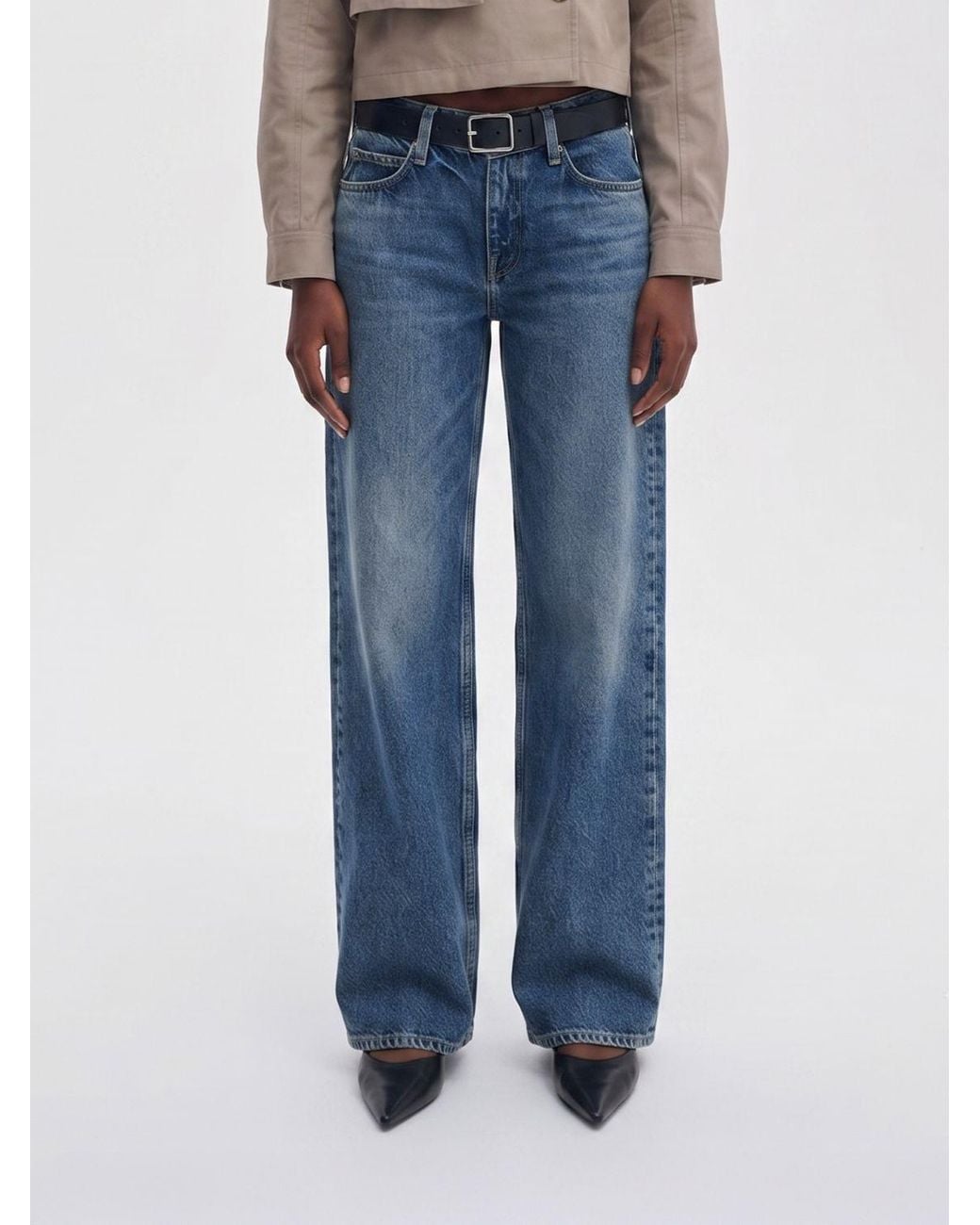 Rag & Bone Blue Logo Patch Straight-Leg Jeans