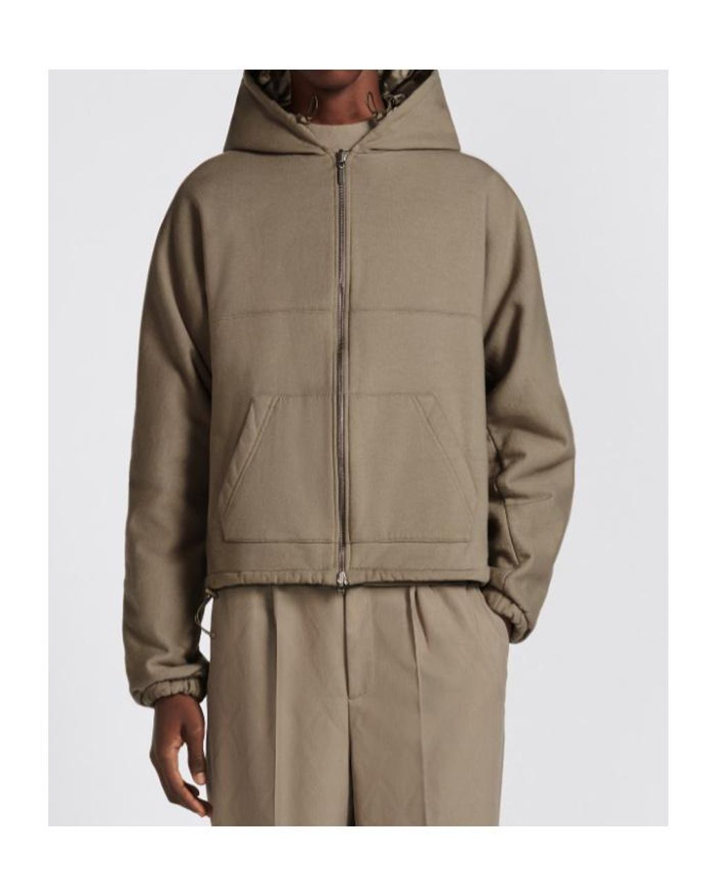 Dior Brown Homme Logo Embroidered Zip-Up Jacket for men