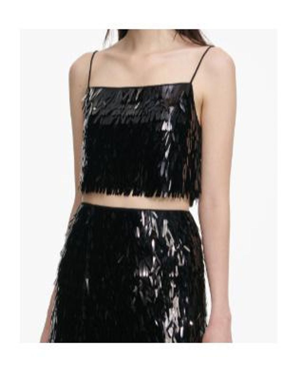 Self-Portrait Black Sequin-Embellished Top