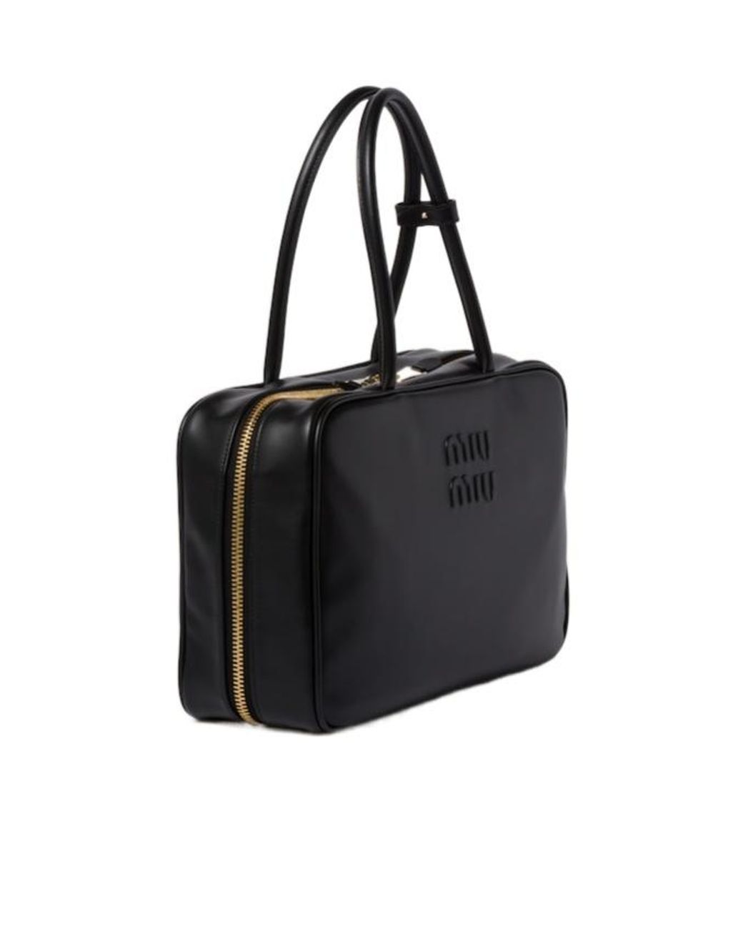 Miu Miu Black Logo-Embossed Zipped Handbag