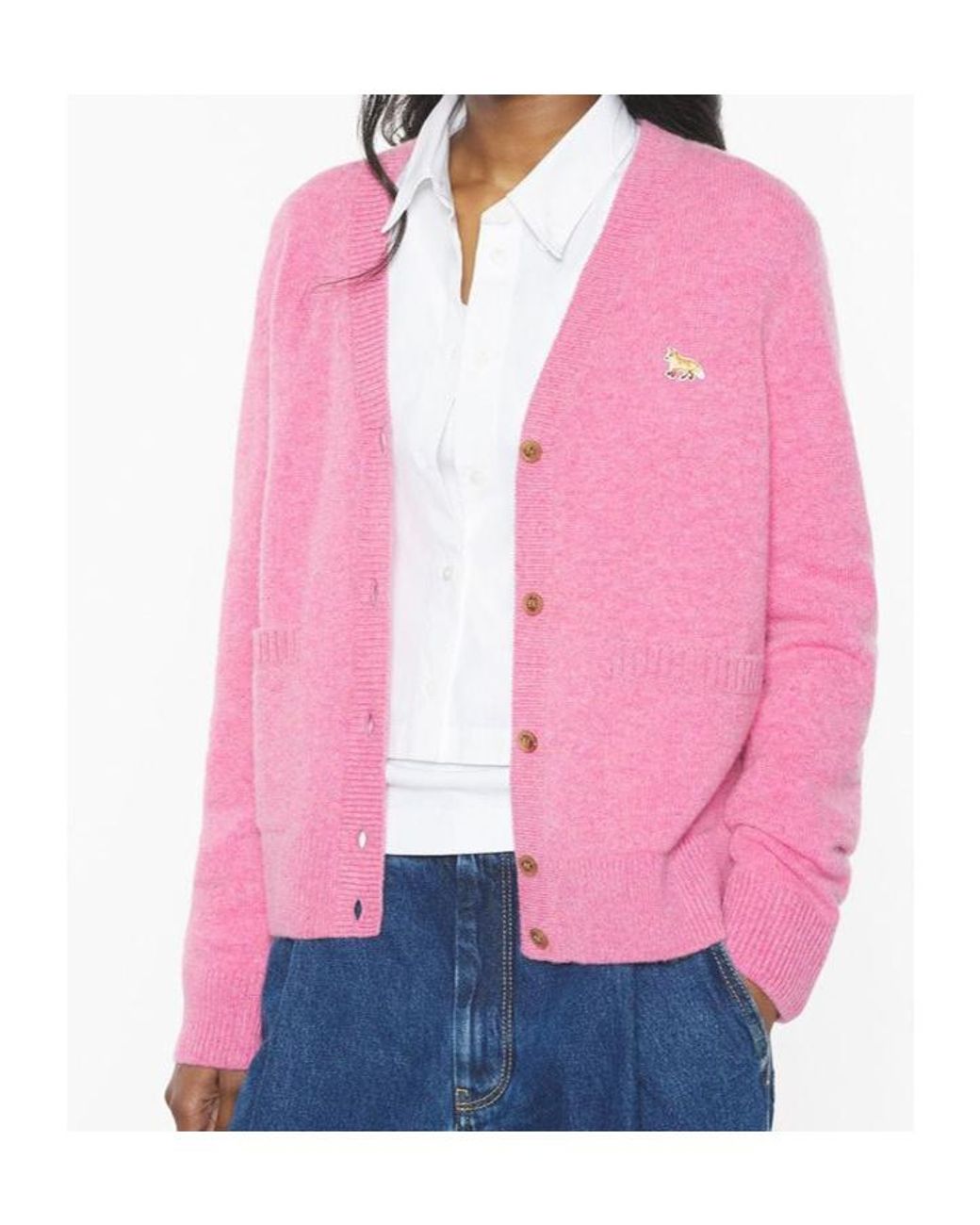 Maison Kitsuné Pink Maison Kitsuné Baby Fox Boxy Cardigan