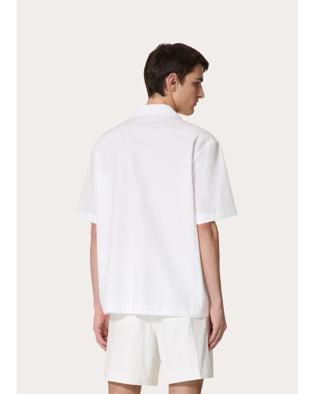 Valentino White Logo Plaque Short-Sleeved Shirt for men
