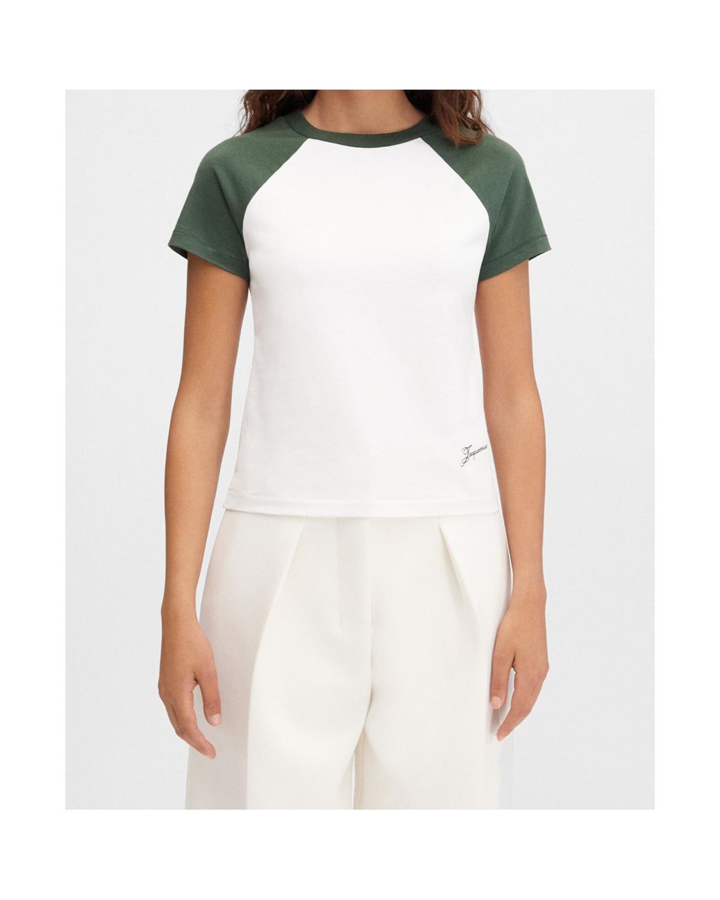 Jacquemus Green Cropped T-Shirt With Contrasting Raglan Sleeves