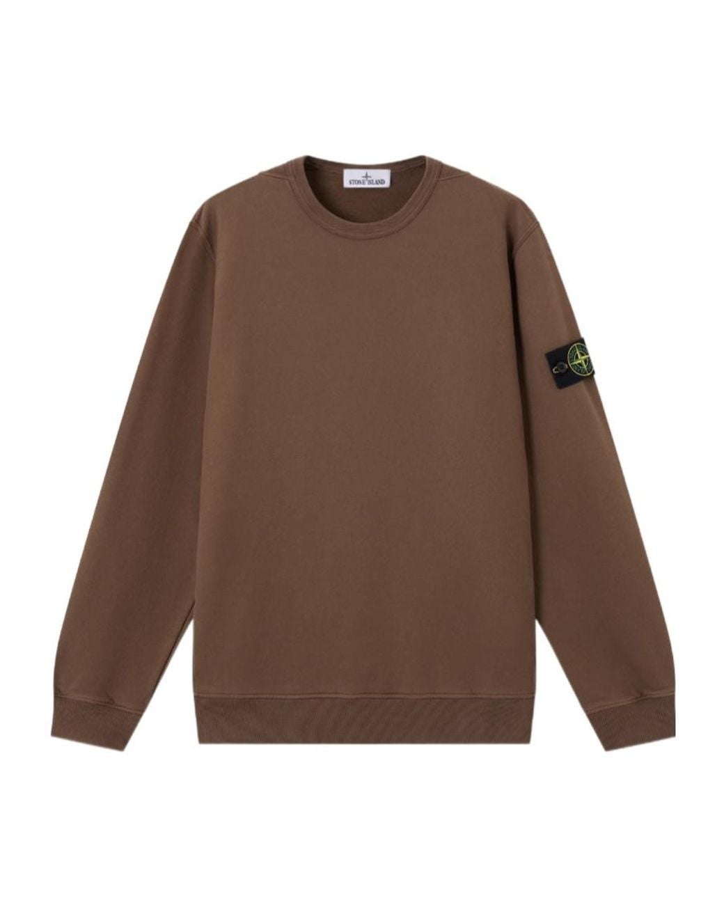 Stone Island Brown Logo Patch Crewneck Sweatshirt for men