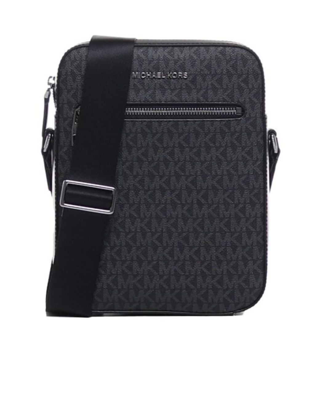 Michael Kors Black Varick Logo Detailed Zipped Messenger Bag for men