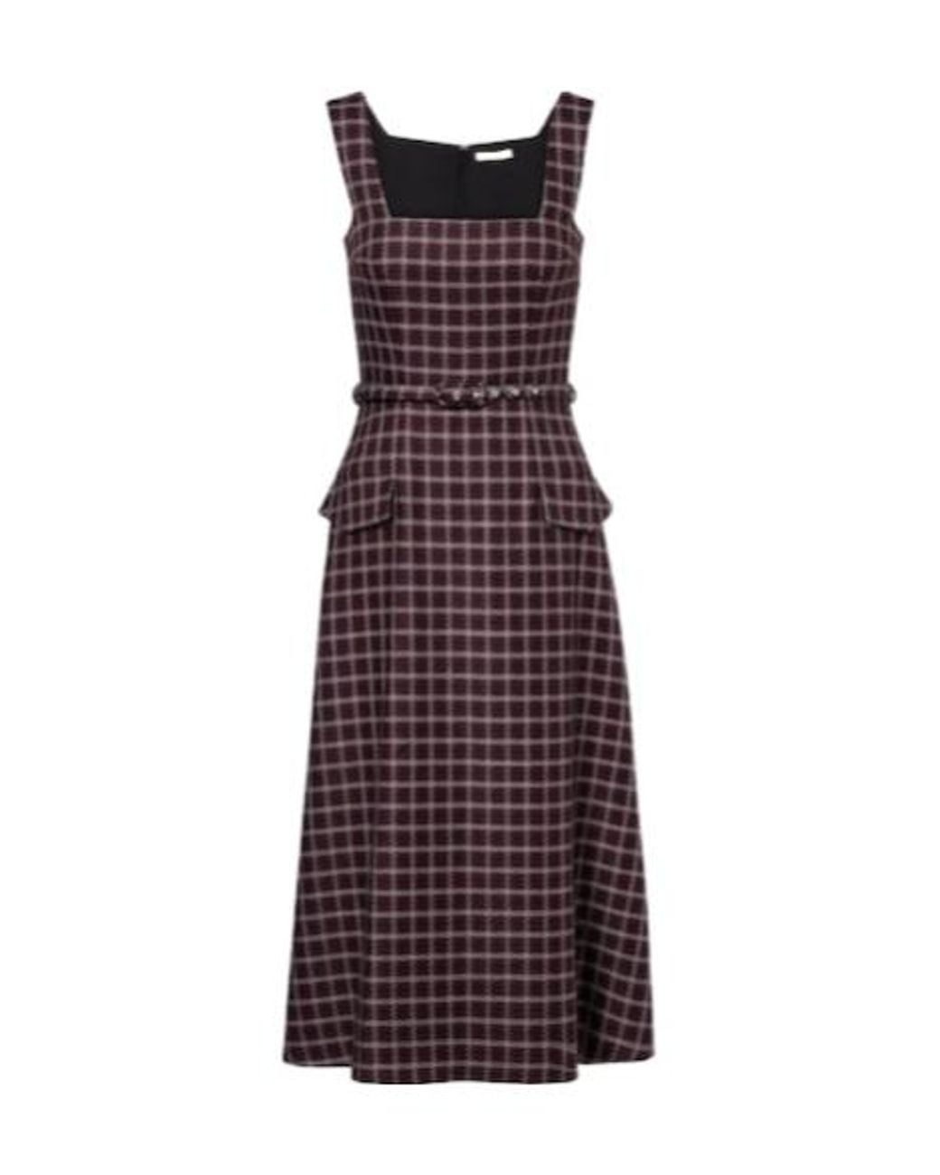 Emilia Wickstead Purple Petra Houndstooth Wool-Blend Midi Dress