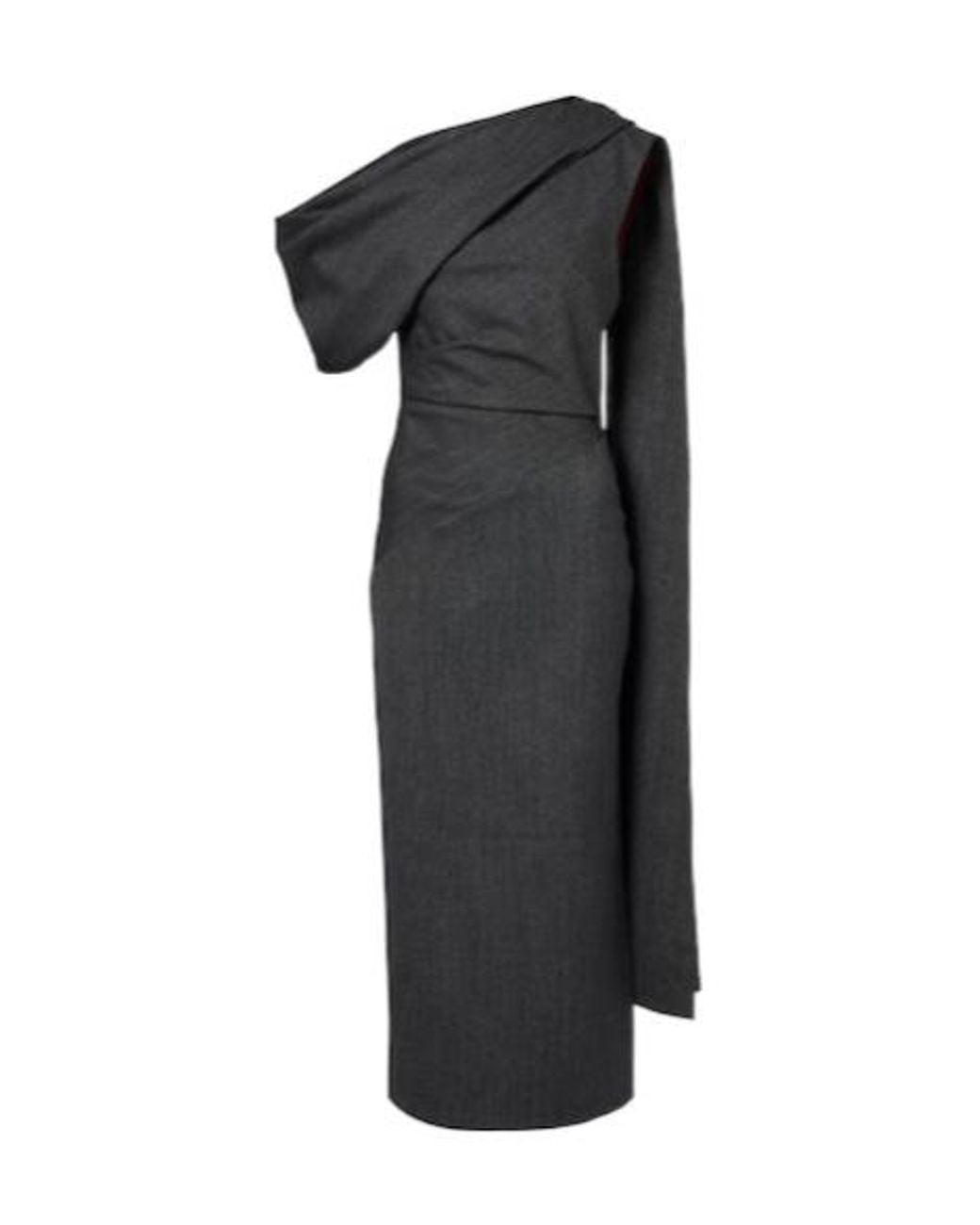 Roksanda Black Maite Herringbone Draped Midi Dress